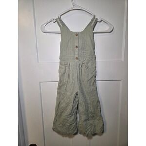 Rachel Zoe Girls Sage Green Clip Dot Jumpsuit Metallic Straps Size 2T